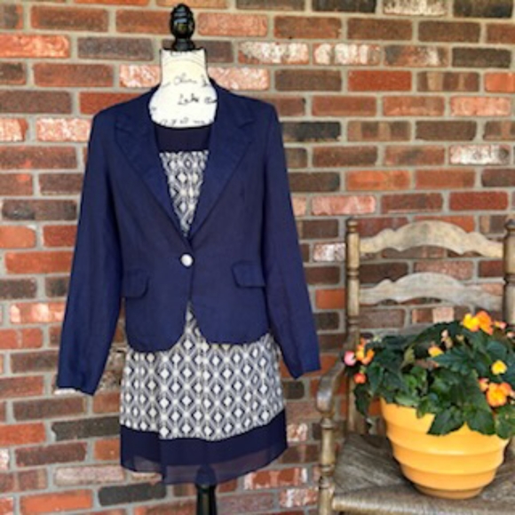 ST TROPEZ WEST NAVY LINEN BLAZER SIZE MEDIUM NWOT - Picture 12 of 13